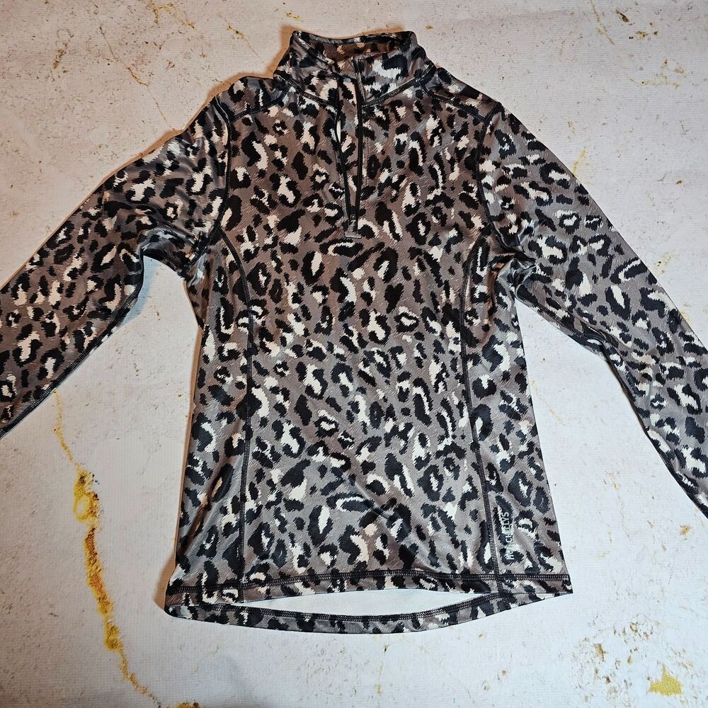 Hot Chillys XS Leopard Print 1/4 Zip Pullover Women’s Base Layer EUC